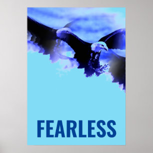 Fearless Bald Eagle Motivational Courage Artwork Poster