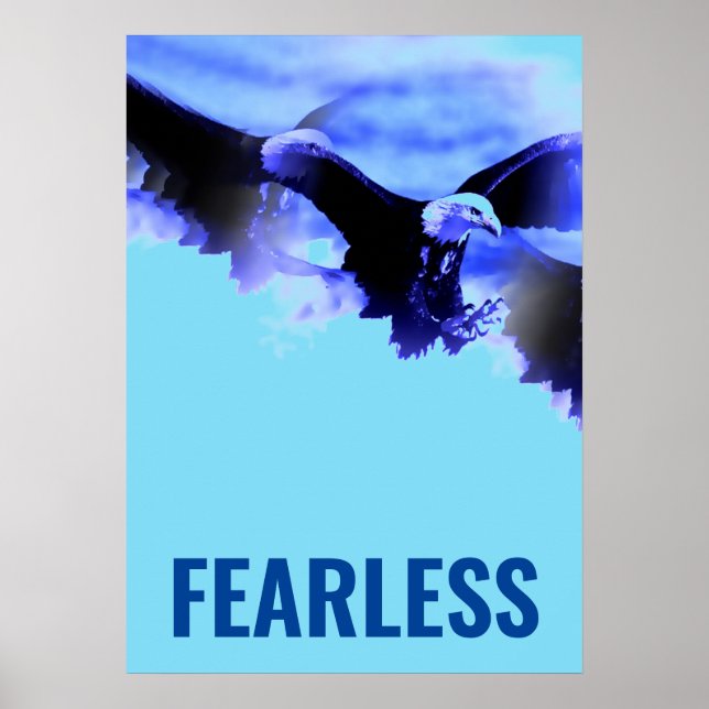 Fearless Bald Eagle Motivational Courage Artwork Poster (Front)