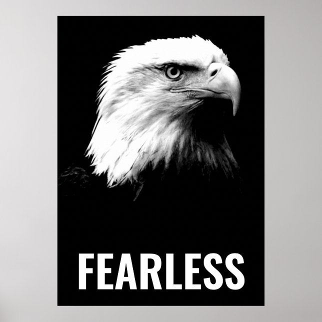 Fearless Bald Eagle Motivational Courage Artwork Poster (Front)