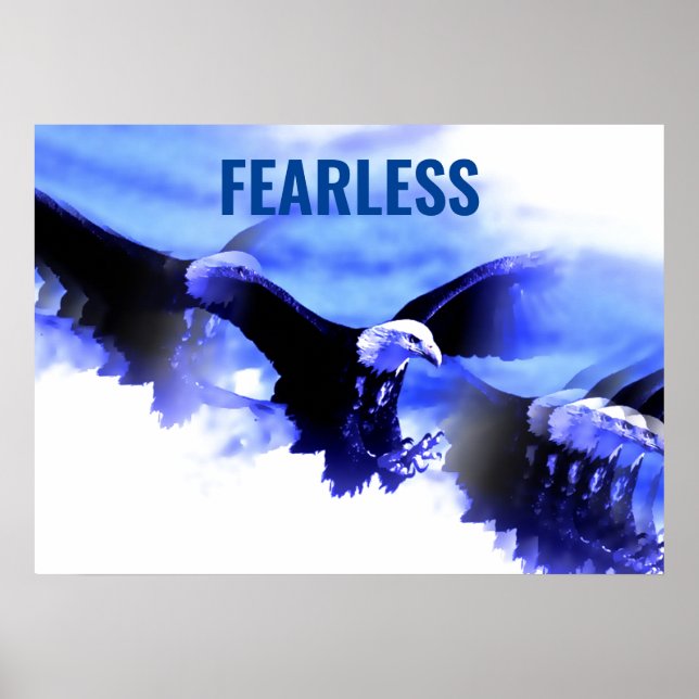 Fearless Bald Eagle Motivational Courage Artwork Poster (Front)