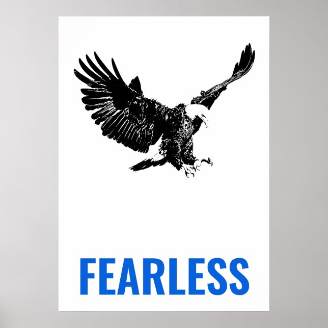 Fearless Bald Eagle Motivational Courage Pop Art Poster (Front)
