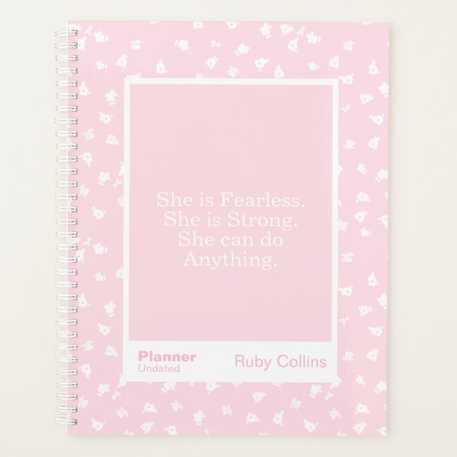 Fearless Blush Minimal Floral Quote Planner (Front)