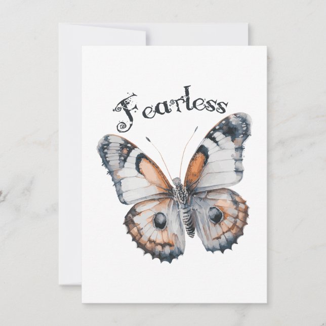 Fearless Butterfly Watercolor Graphic Design, Fear Card (Front)