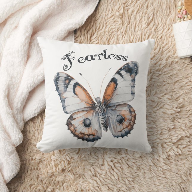 Fearless Butterfly Watercolor Graphic Design, Fear Cushion (Blanket)