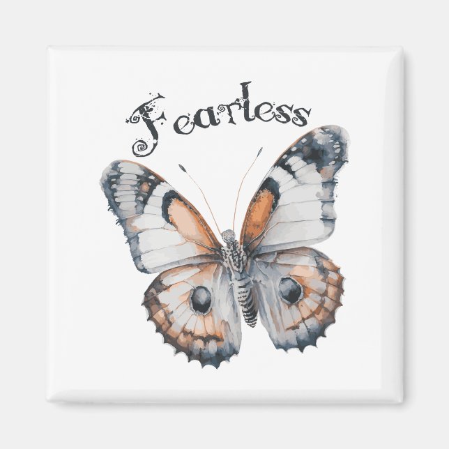 Fearless Butterfly Watercolor Graphic Design, Fear Magnet (Front)