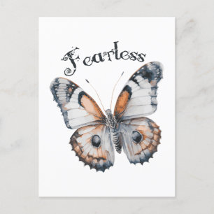 Fearless Butterfly Watercolor Graphic Design, Fear Postcard
