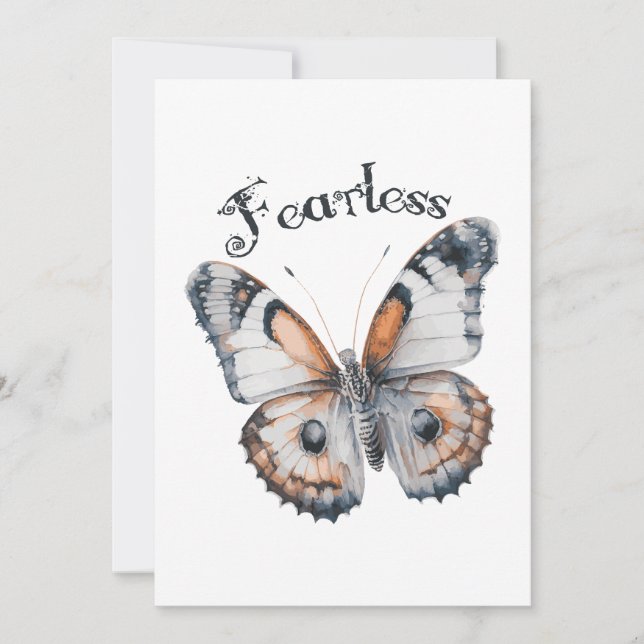 Fearless Butterfly Watercolor Graphic Design, Fear Thank You Card (Front)