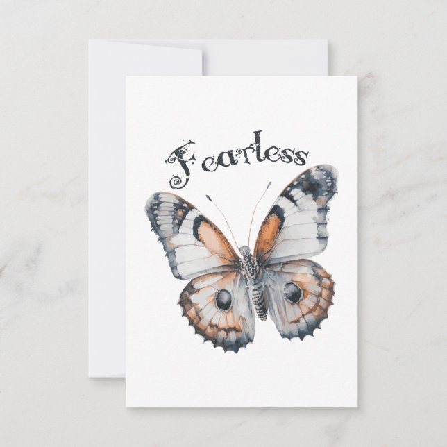 Fearless Butterfly Watercolor Graphic Design, Fear Thank You Card (Front)
