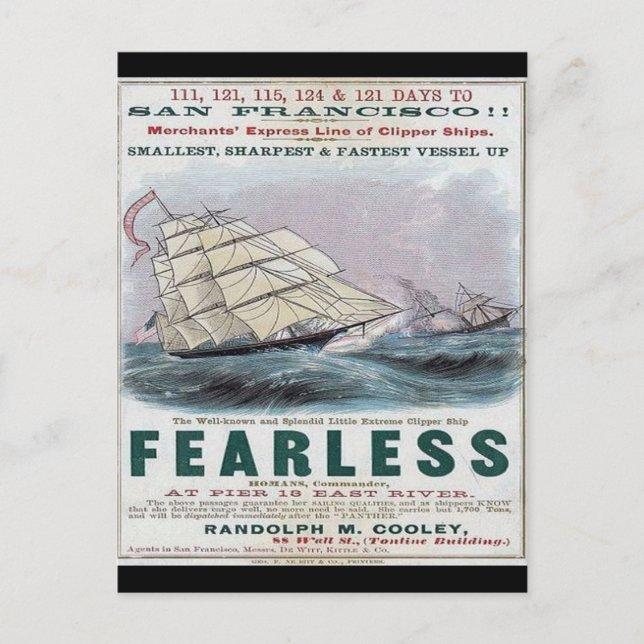 Fearless Clipper Sailing  Postcard (Front)