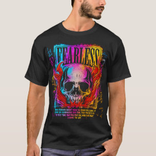 Fearless Flaming Skull Neon Graffiti Motivation T-Shirt