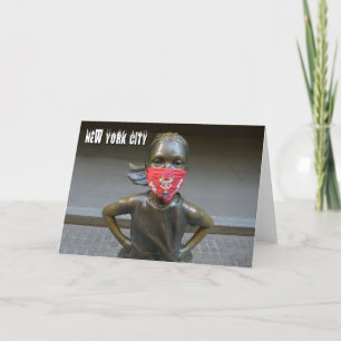 Fearless Girl w/embroidered mask, NYC - H card
