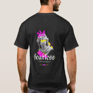 Fearless Gothic Greek Statue Graphic Back Print T-Shirt