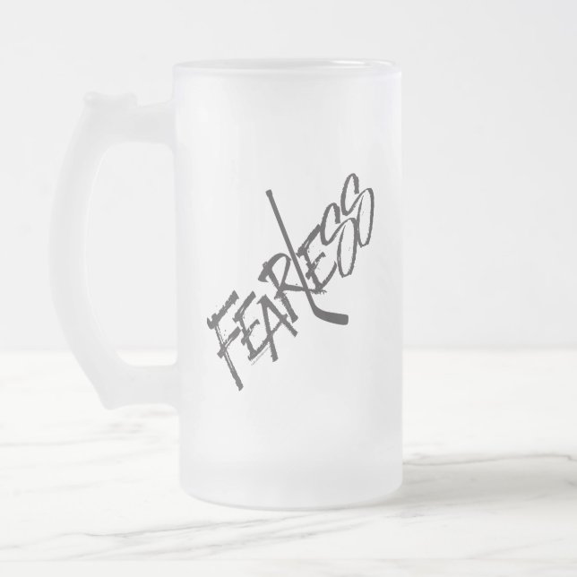 Fearless (Hockey) Frosted Glass Beer Mug (Left)