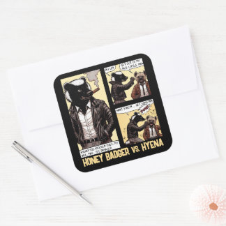 FEARLESS Honey Badger Fights a Hyena Square Sticker
