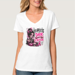 Fearless In The Dark Breast Cancer Awareness Goth T-Shirt
