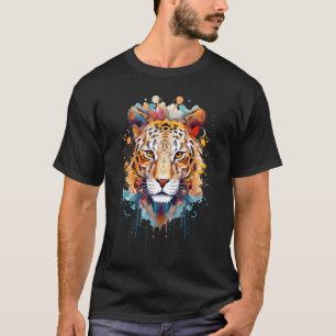Fearless Jaguar Face Big Cat Lover Print Art Graph T-Shirt