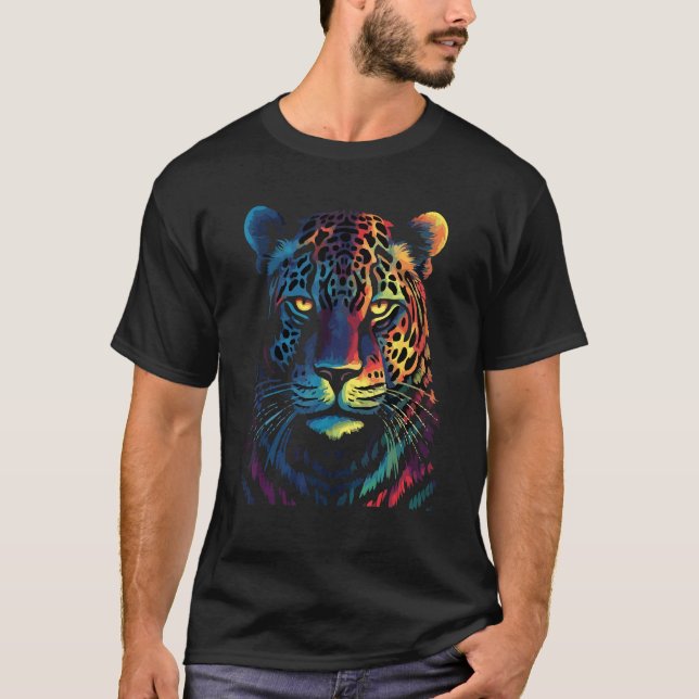 Fearless Jaguar Face Big Cat  Print Graphic Design T-Shirt (Front)