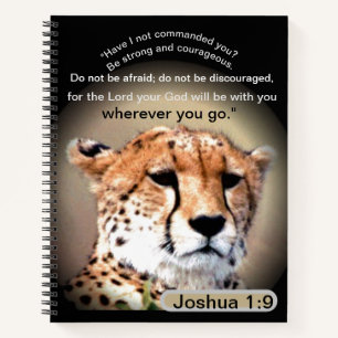 Fearless Journey: Cheetah Tear Marks Joshua 1:9 Notebook