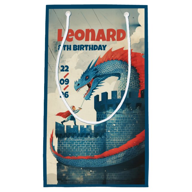 Fearless Knight and Dragon Small Gift Bag (Front)