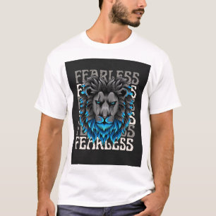 Fearless Lion – Bold Graphic Animal Art with Blue  T-Shirt
