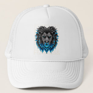 Fearless Lion Trucker Hat   Bold Blue King of the