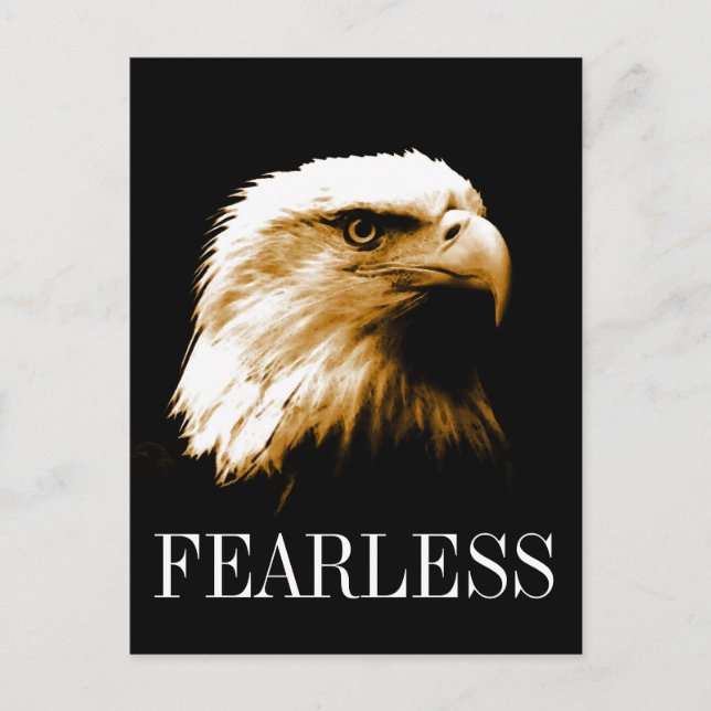 Fearless Motivational Bald Eagle Vertical Postcard (Front)
