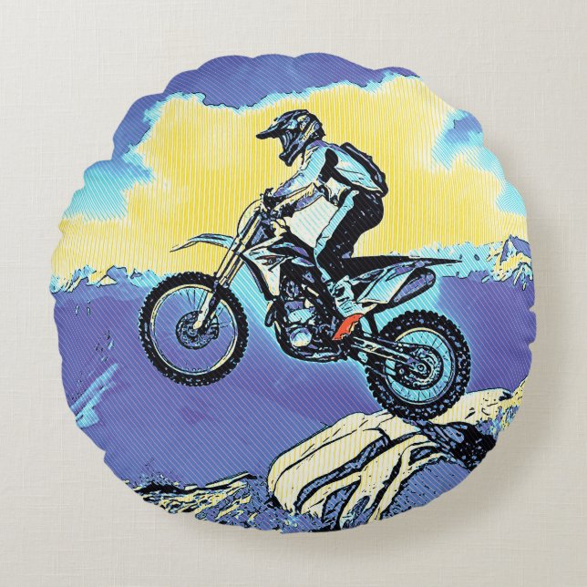 Fearless - Motocross Rider Round Cushion (Front)
