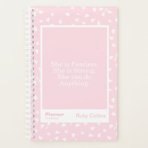 Fearless Pastel Pink Floral Encouraging Quote Planner