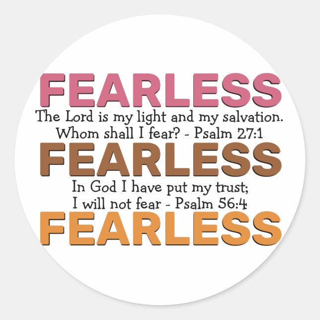 FEARLESS Psalms Inspirational I WILL NOT FEAR Classic Round Sticker (Front)