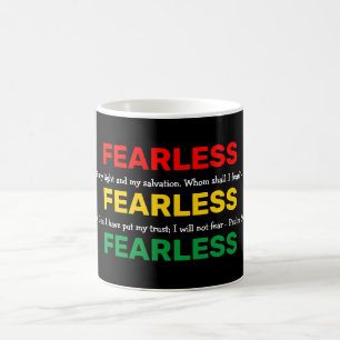 FEARLESS Psalms Inspirational Red Yellow Green Coffee Mug