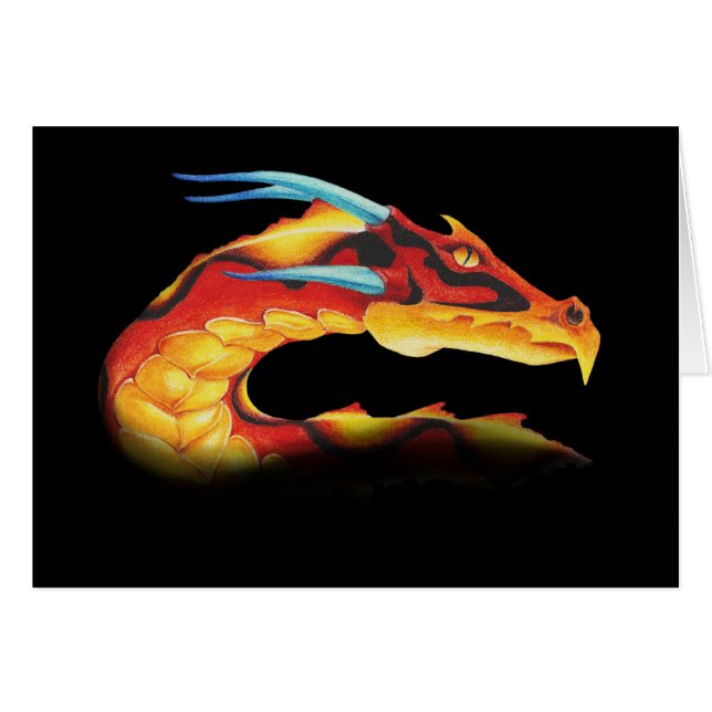 Fearless Red Dragon with Blue Horns (Front Horizontal)