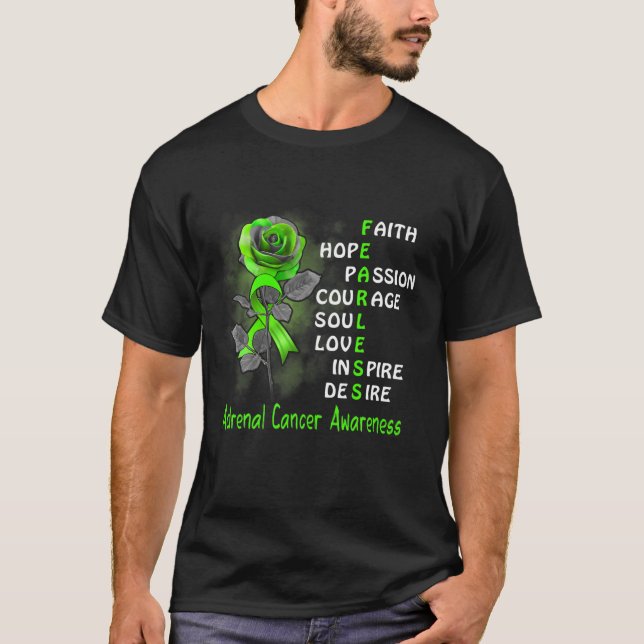 Fearless Rose Ribbon Adrenal Cancer Awareness T-Shirt (Front)