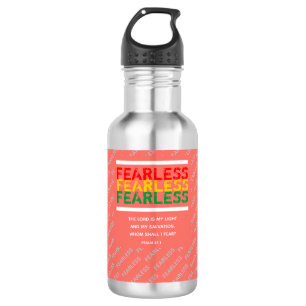 FEARLESS Scripture Christian Faith PSALM 27 Coral 532 Ml Water Bottle