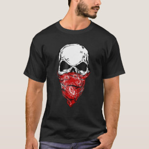 Fearless Skeleton Skull Head Red Bandanna Face Mas T-Shirt