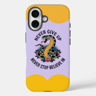 Fearless Spirit: Bold Snake and Roses Artwork iPhone 16 Case