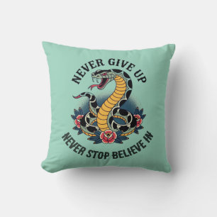 Fearless Spirit: Bold Snake and Roses Artwork Cushion