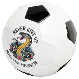 Fearless Spirit: Bold Snake and Roses Artwork Football