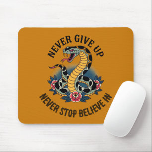 Fearless Spirit: Bold Snake and Roses Artwork Mouse Mat