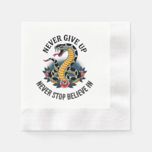 Fearless Spirit: Bold Snake and Roses Artwork Napkin