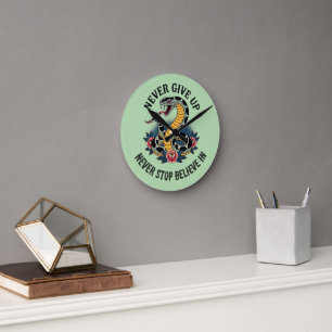 Fearless Spirit: Bold Snake and Roses Artwork Round Clock