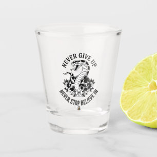 Fearless Spirit: Bold Snake and Roses Artwork Shot Glass