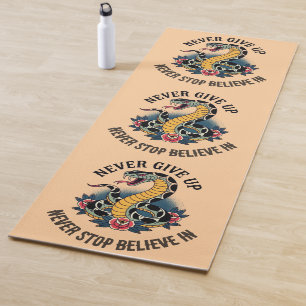 Fearless Spirit: Bold Snake and Roses Artwork Yoga Mat