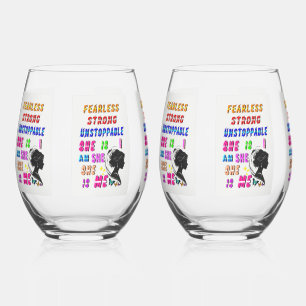 Fearless Strong Unstoppable She Is Stemless Wine Glass