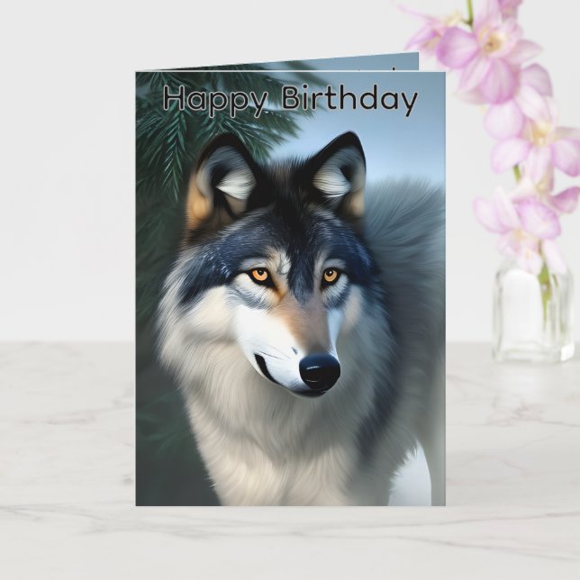 Fearless The Arctic Wolf, Birthday Card (Orchid)