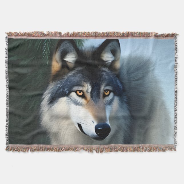 Fearless The Arctic Wolf,  Throw Blanket (Front)
