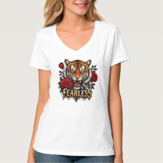 fearless tiger and roses T-Shirt