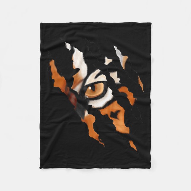 Fearless Tiger Cat Eye Claw Silhouette  Fleece Blanket (Front)