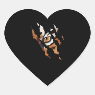 Fearless Tiger Cat Eye Claw Silhouette Heart Sticker