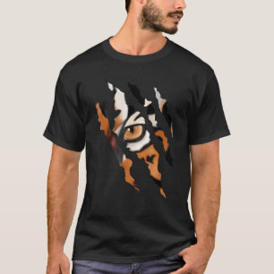 Fearless Tiger Cat Eye Claw Silhouette T-Shirt