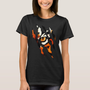 Fearless Tiger Cat Eye Claw Silhouette T-Shirt